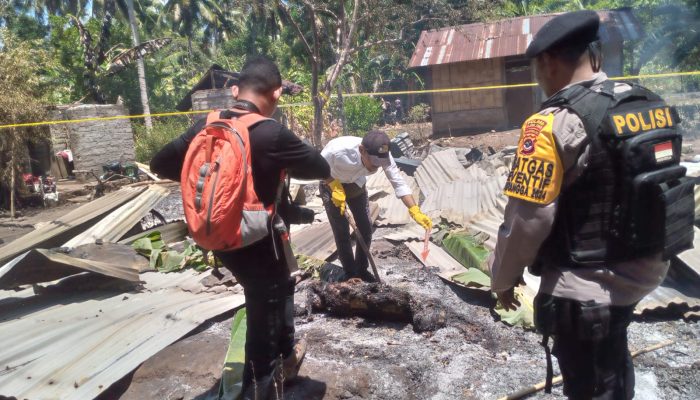 Tim Identifikasi Polres Flotim Lakukan Olah TKP Kebakaran di Bugalima Adonara Barat