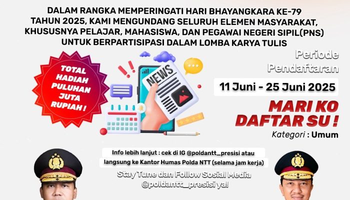 Sambut Hari Bhayangkara ke-79, Polda NTT Gelar Lomba Konten Kreatif dan Karya Tulis Berhadiah Puluhan Juta Rupiah